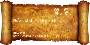 Máthé Henrik névjegykártya
